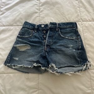 Moussy Blue Distressed Jean Shorts